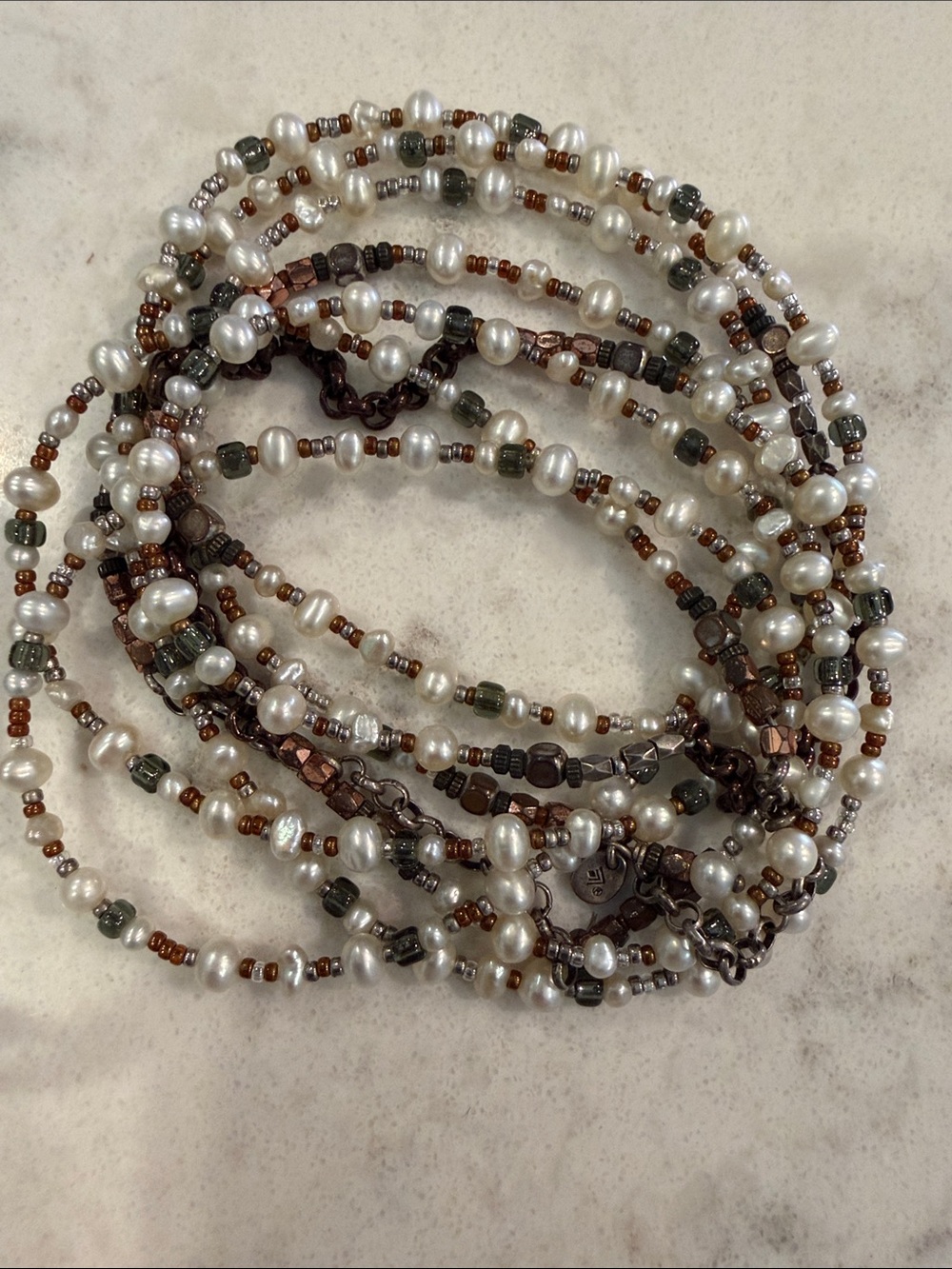 Silpada White Pearl and Gray Hematite Long Beaded Necklace - Picture 4 of 7